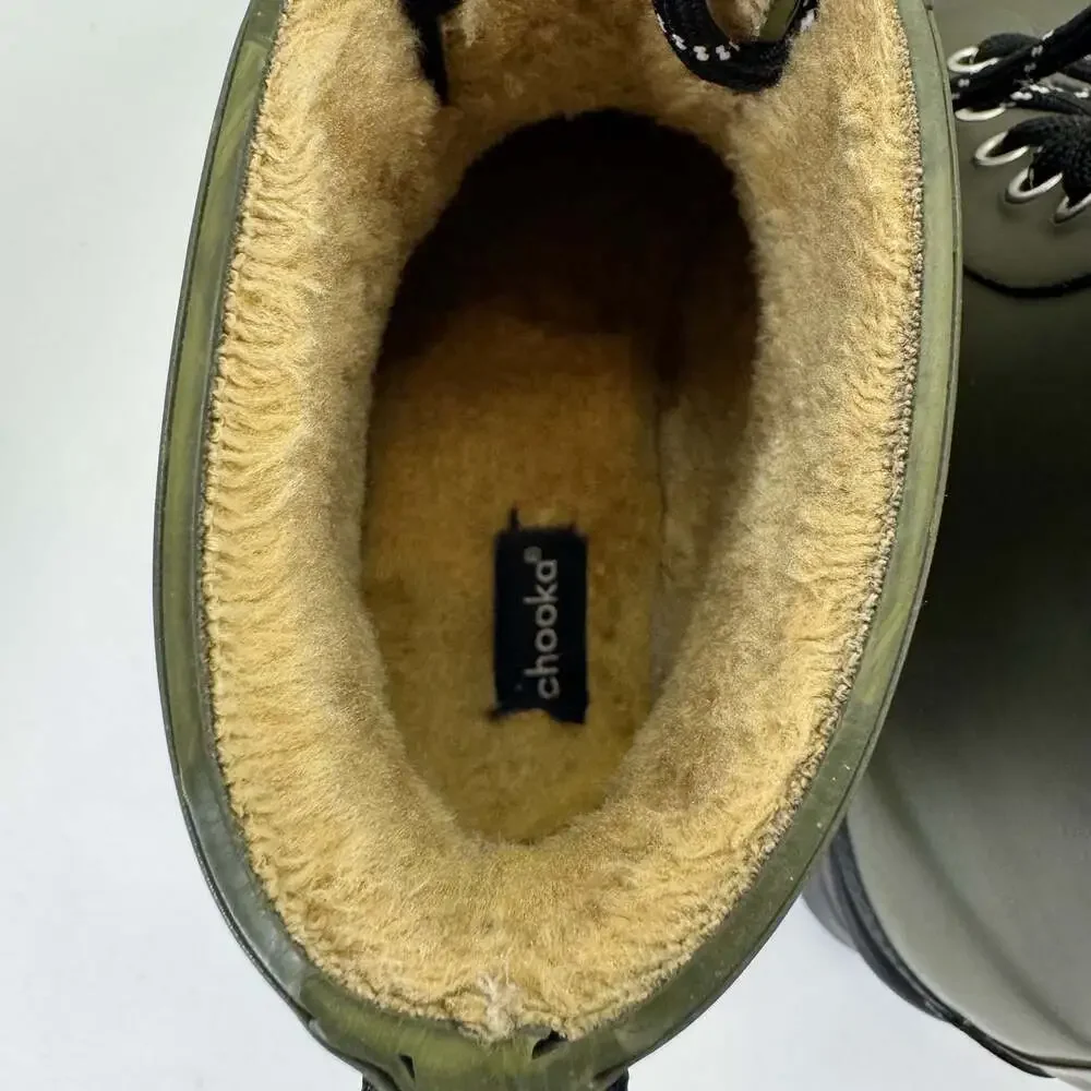 Chooka Redmond Hiker Waterproof Rain Boots Olive Green Lace Up Women’s Size 6
